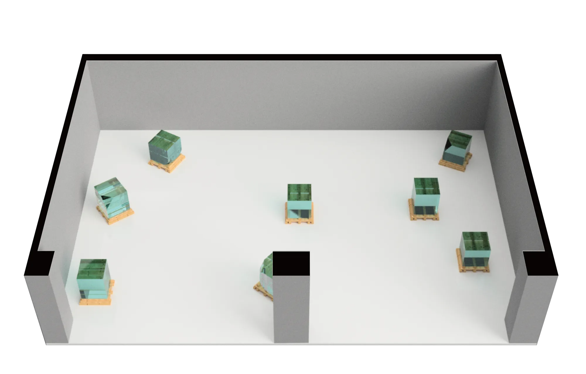 전시실 배치 3D 시뮬레이션 렌더링